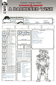 DUNGEONS & DRAGONS A DARKENED WISH #3 CVR B CHARACTER SHEET