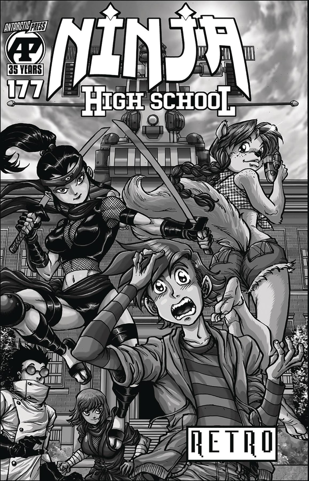 NINJA HIGH SCHOOL #177 RETRO B&W VAR